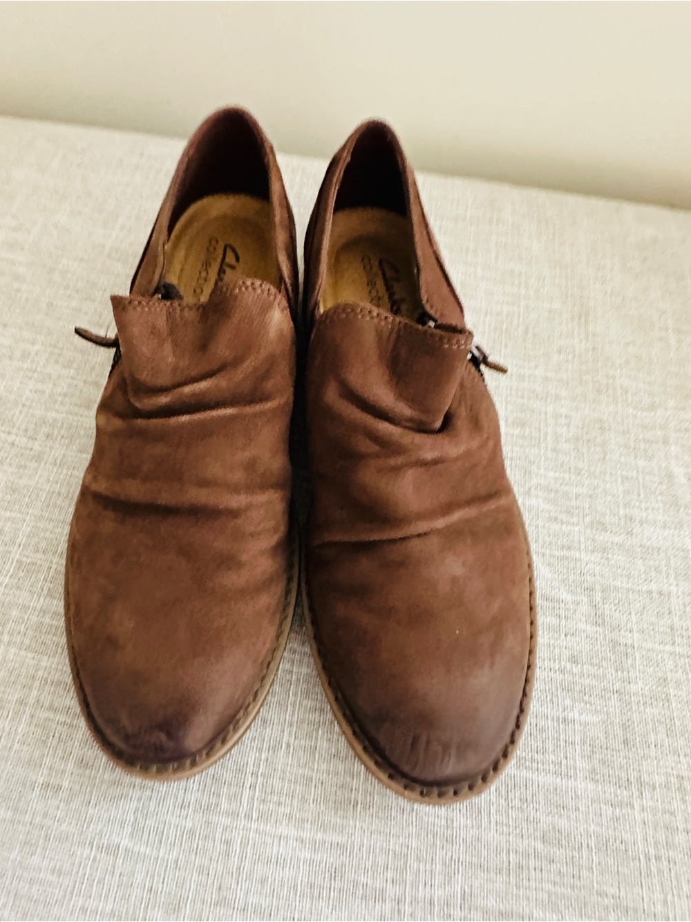 Clarks Brown Suede Slip-On Booties